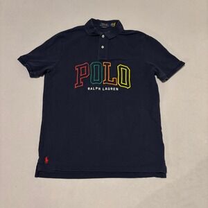 Polo Ralph Lauren Polo Shirt Mens Medium Embroidered Spellout Logo Preppy Casual
